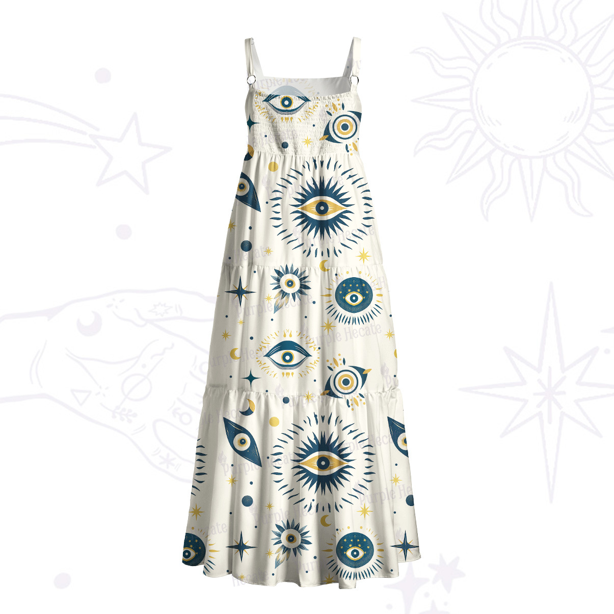 Purplehecate Sun Eye Wide Straps Maxi Dress