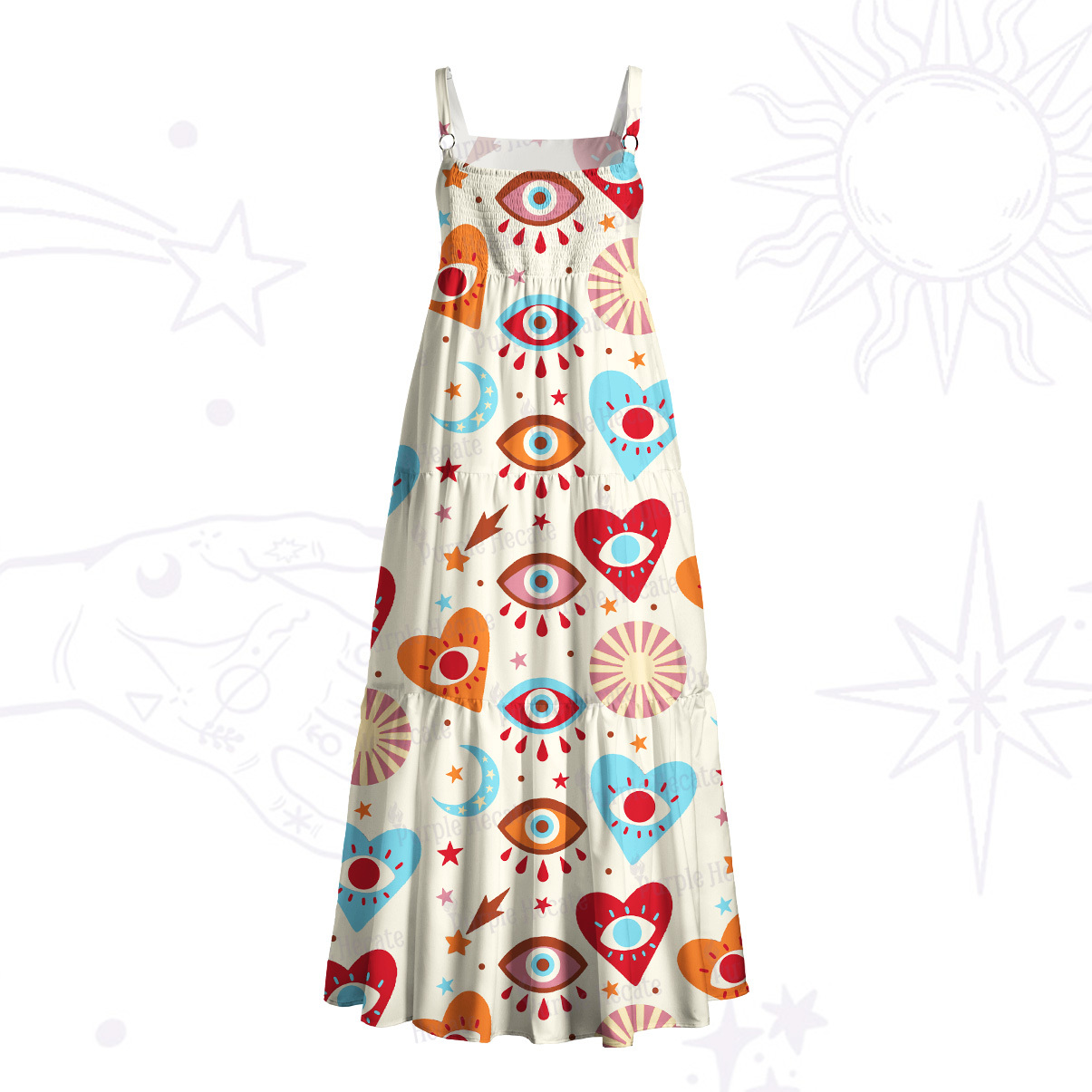 Purplehecate The Enchanted Eye of Love Wide Straps Maxi Dress
