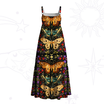 Purplehecate Mystic Butterfly Whisper Wide Straps Maxi Dress