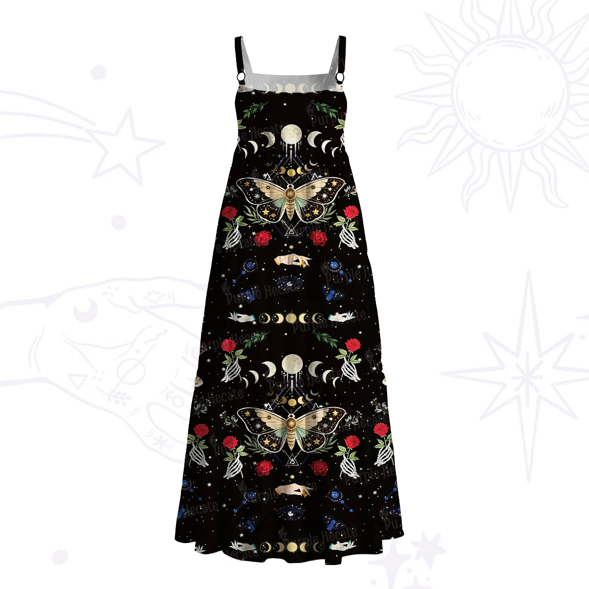 Purplehecate Moonlight Metamorphosis Wide Straps Maxi Dress