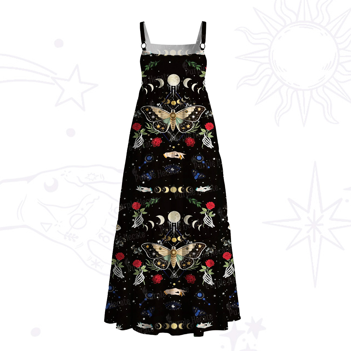 Purplehecate Moonlight Metamorphosis Wide Straps Maxi Dress