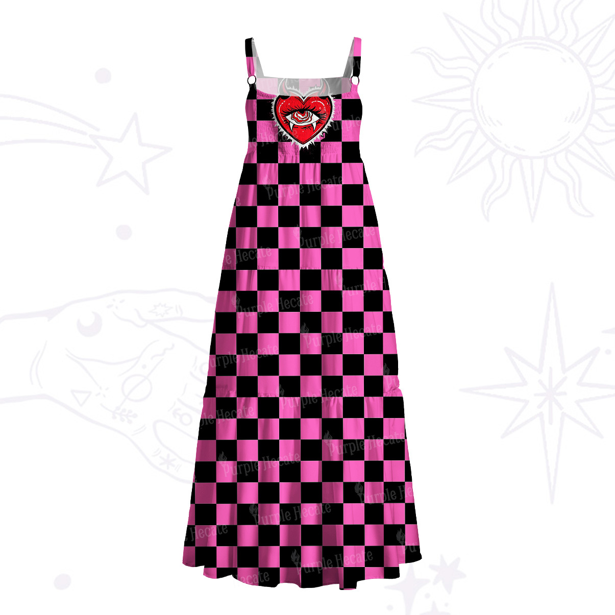 Purplehecate Heart of a Demon Wide Straps Maxi Dress