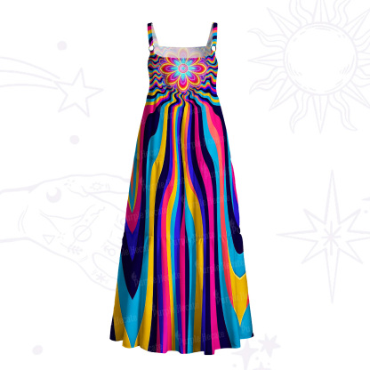 Purplehecate Psychedelic Bloom Wide Straps Maxi Dress