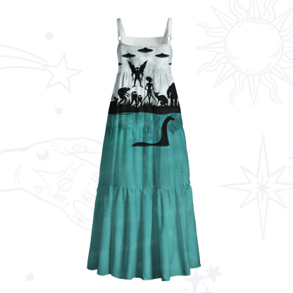 Purplehecate Alien Lake Monster Encounter Wide Straps Maxi Dress
