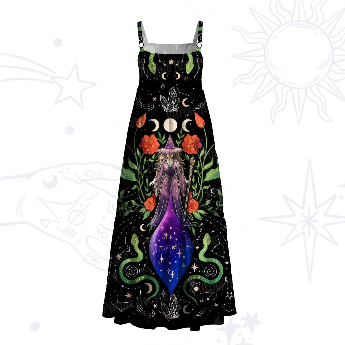 Purplehecate Moon Witch Garden Maxi Dress