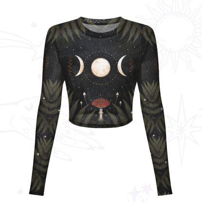 Purplehecate Moonlit Mushroom Gown Mesh Long Sleeve Crop Top