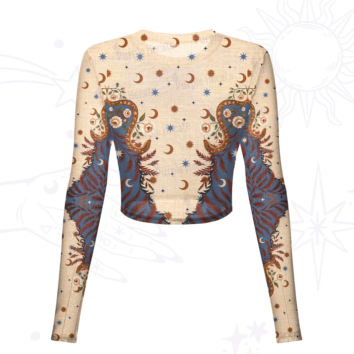 Purplehecate Celestial Ascension Mesh Long Sleeve Crop Top