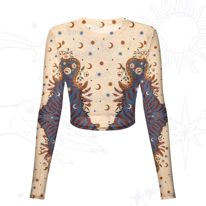 Purplehecate Celestial Ascension Mesh Long Sleeve Crop Top