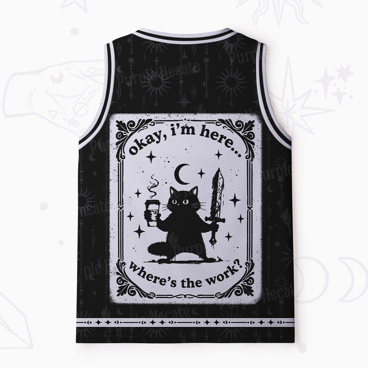 Purplehecate Okay I'm Here Where's The Work Mesh Jersey Tank Top