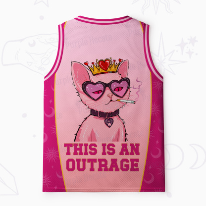 Purplehecate Bad Attitude Pink Cat Smoking Queen Mesh Jersey Tank Top