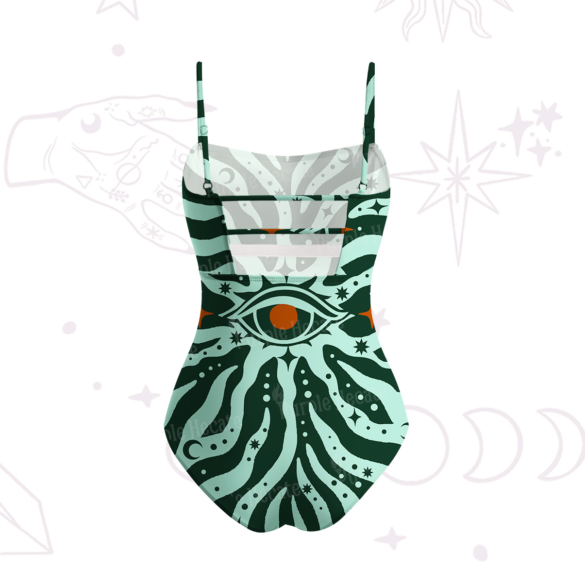 Purplehecate Green Vision Illusion Slim-Strap Swimsuit