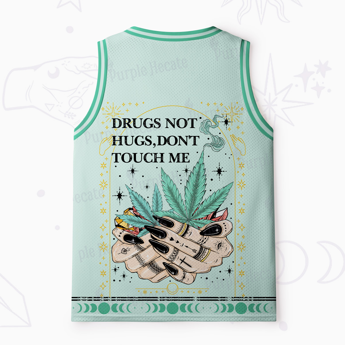 Purplehecate Drugs Not Hugs Mesh Jersey Tank Top