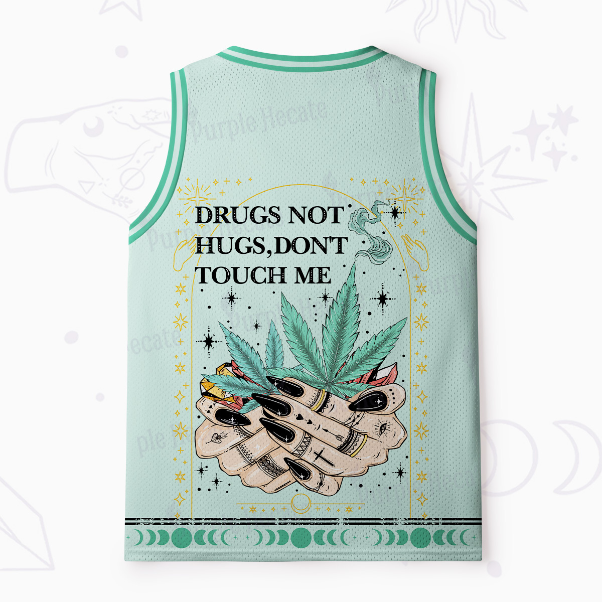 Purplehecate Drugs Not Hugs Mesh Jersey Tank Top