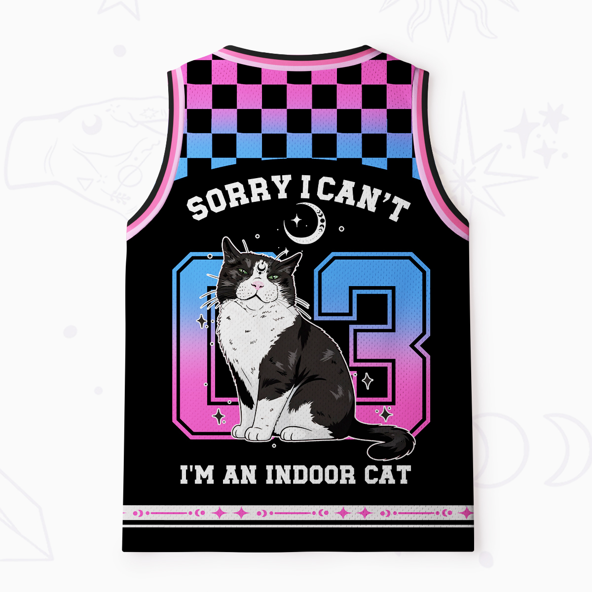 Purplehecate Sorry I Can't Go I'm an Indoor Cat Mesh Jersey Tank Top