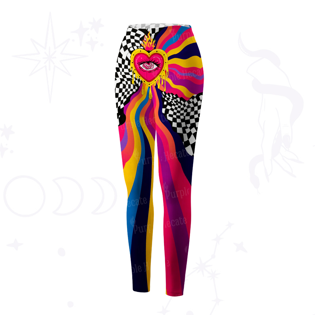 Purplehecate Trippy Rainbow Heart Eye Yoga Pants