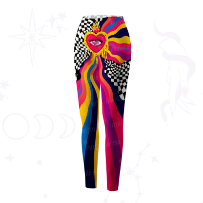 Purplehecate Trippy Rainbow Heart Eye Yoga Pants