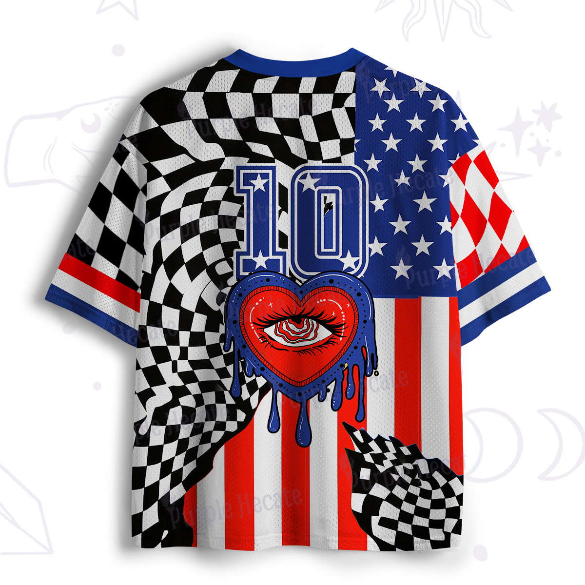 Purplehecate Trippy Heart Eye USA Mesh Jersey