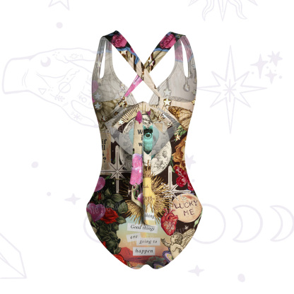 Purplehecate Lucky Me Sacred Heart Eye One-Piece Swimsuit