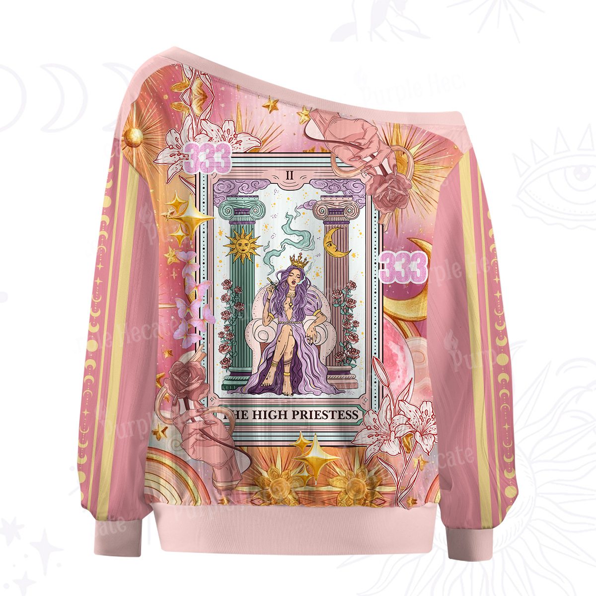 Purplehecate The High Priestess Tarot Card Off The Shoulder Graphic Jersey
