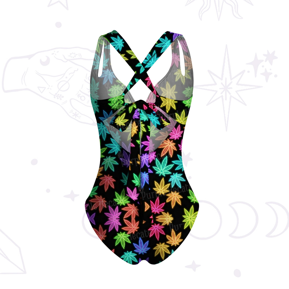 Purplehecate Trippy Weed One-Piece Swimsuit