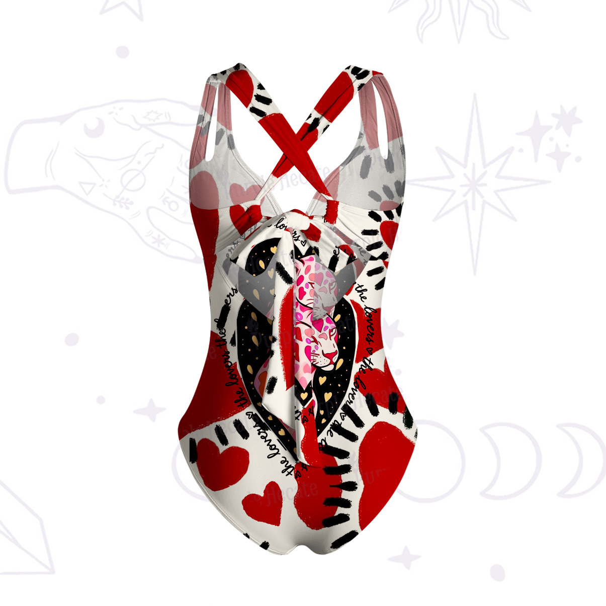 Purplehecate Wild Love Leopard Heart One-Piece Swimsuit