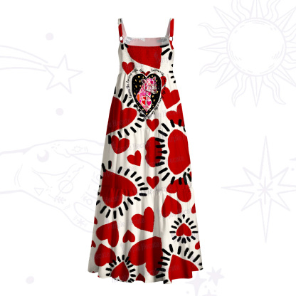 Purplehecate Wild Love Leopard Heart Wide Straps Maxi Dress