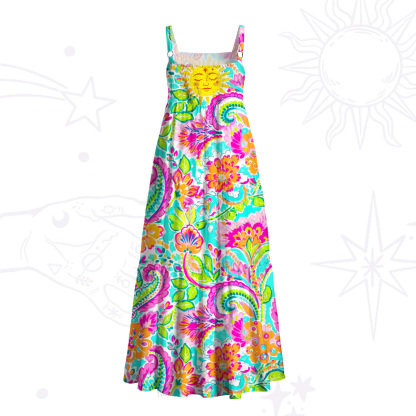 Purplehecate Sun Bloom Fiesta Wide Straps Maxi Dress