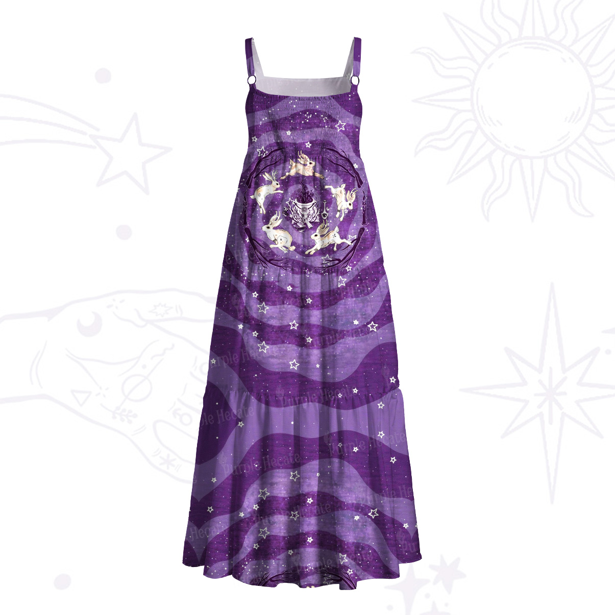Purplehecate The Bunny Coven Wide Straps Maxi Dress
