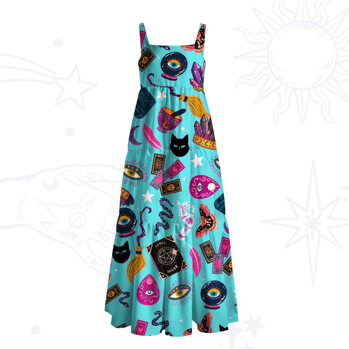 Purplehecate Secrets of the Starry Witch Wide Straps Maxi Dress