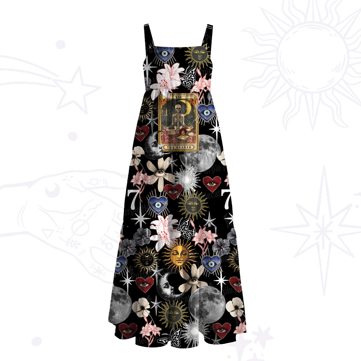 Purplehecate The Reader Wide Straps Maxi Dress