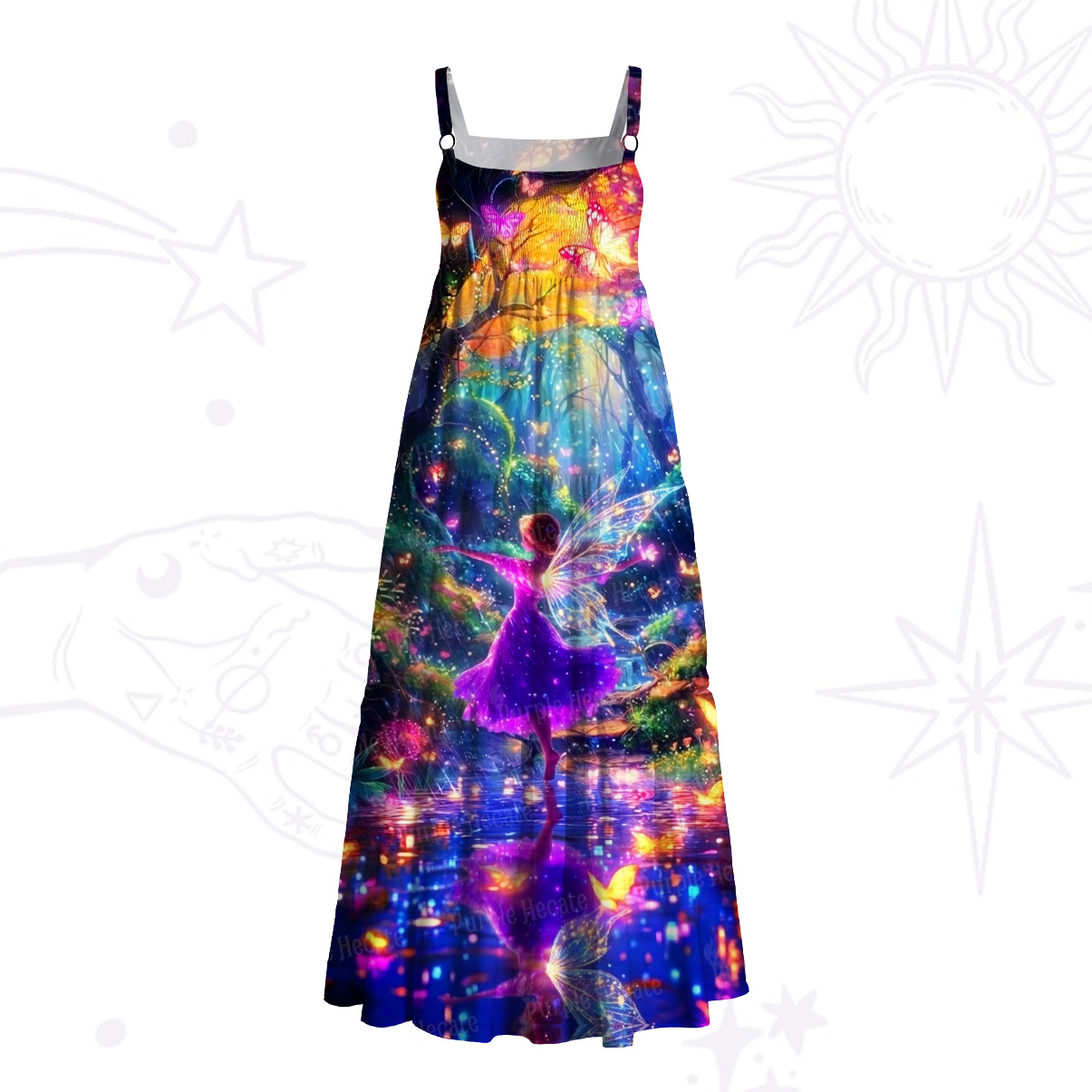 Purplehecate Enchanted Fairy Forest Wide Straps Maxi Dress