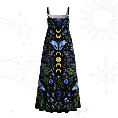 Purplehecate Moon Moth Witchery Wide Straps Maxi Dress