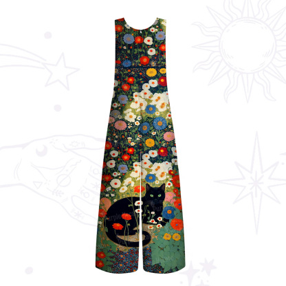 Purplehecate Vintage The Cat in Bloom Wide Leg Jumpsuit