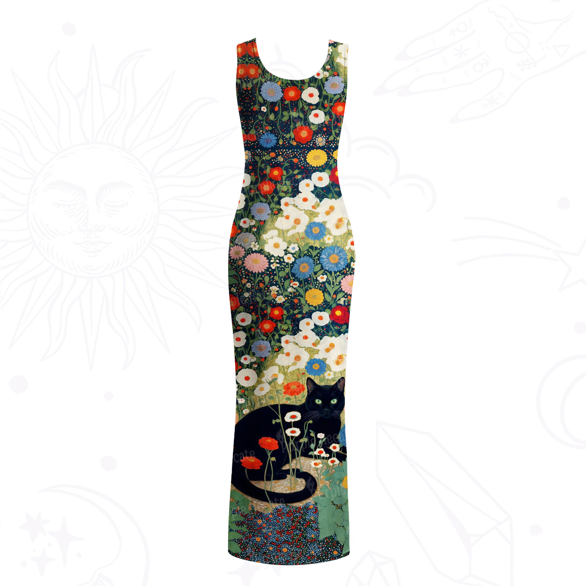 Purplehecate Sorry I Can't Go I'm an Indoor Cat Mesh Maxi Tank Beach Dress
