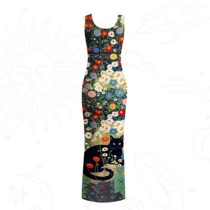 Purplehecate Sorry I Can't Go I'm an Indoor Cat Mesh Maxi Tank Beach Dress