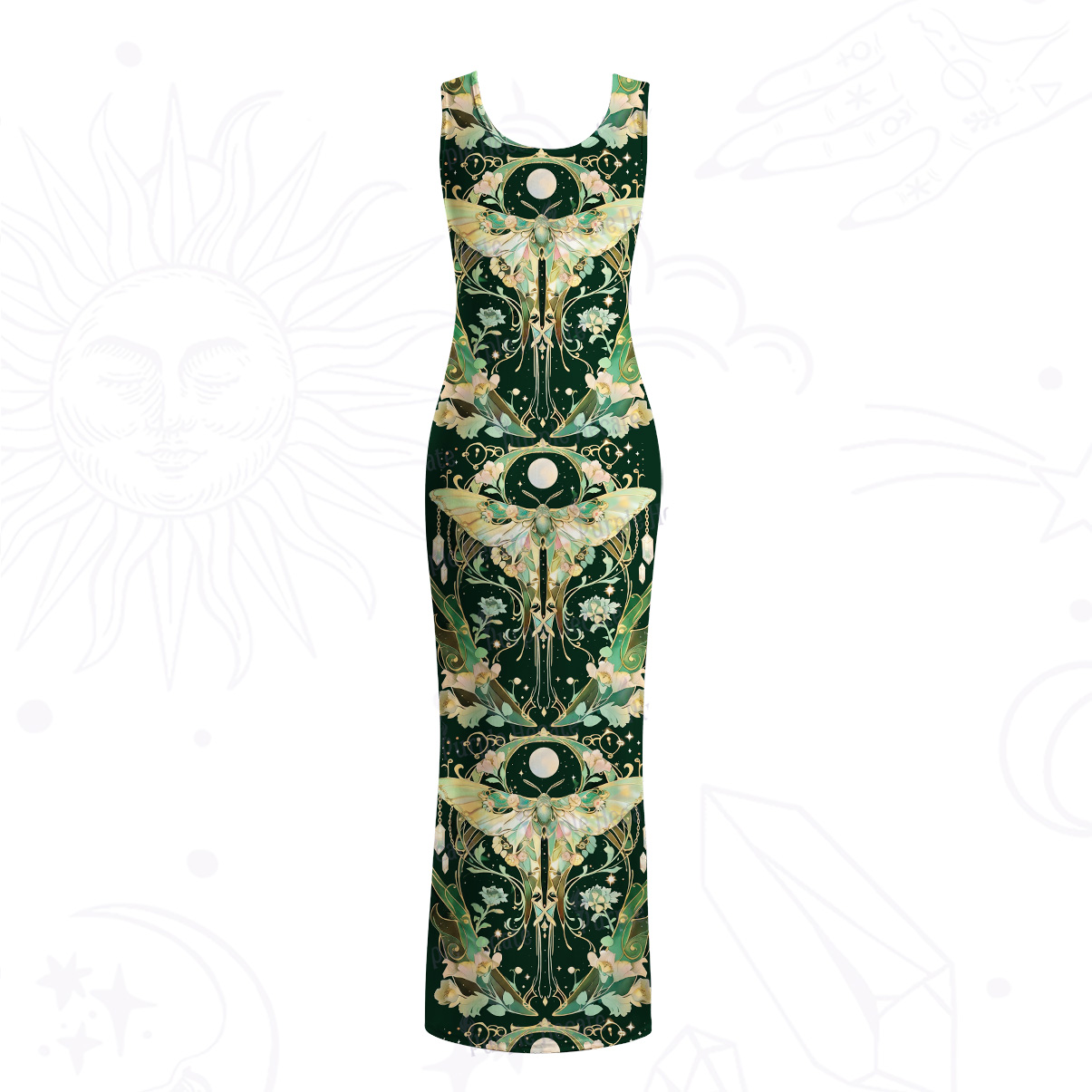 Purplehecate Moon Moth Rave Mesh Maxi Tank Beach Dress