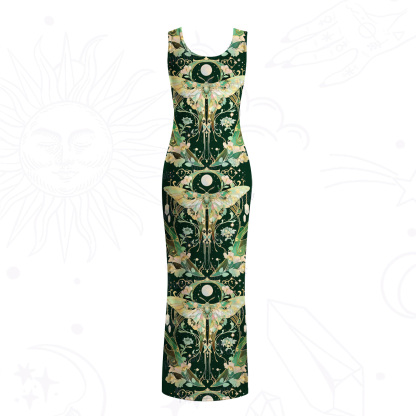 Purplehecate Moon Moth Rave Mesh Maxi Tank Beach Dress