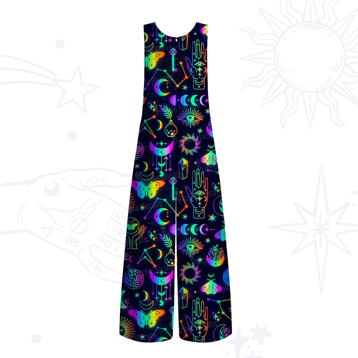 Purplehecate Blacklight Butterfly Wide Leg Jumpsuit