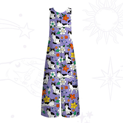 Purplehecate Enchanted Spring Whispering Cat Wide Leg Jumpsuit