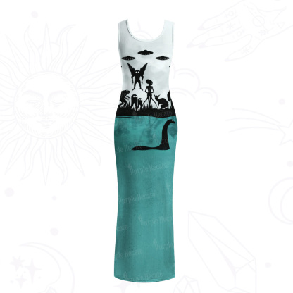 Purplehecate Alien Lake Monster Encounter Mesh Maxi Tank Beach Dress