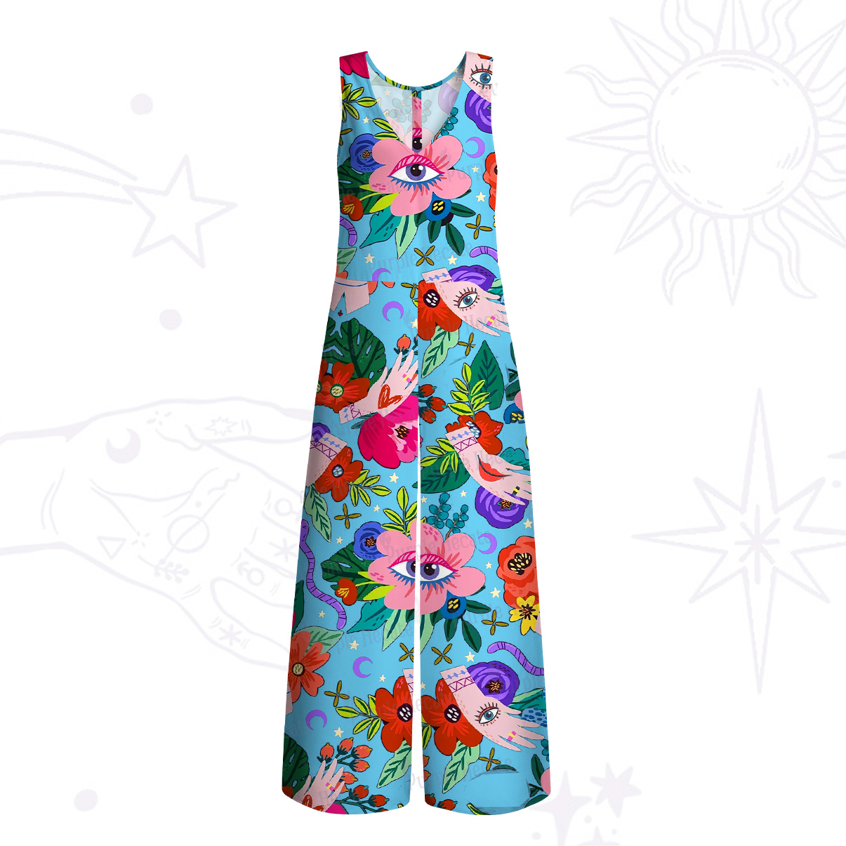 Purplehecate Eye of the Blossom Wide Leg Jumpsuit