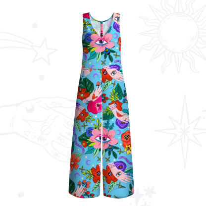 Purplehecate Eye of the Blossom Wide Leg Jumpsuit