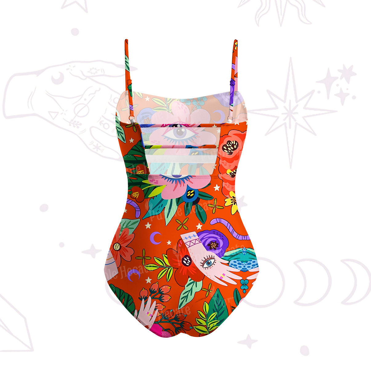 Purplehecate Eye of the Blossom Slim-Strap Swimsuit