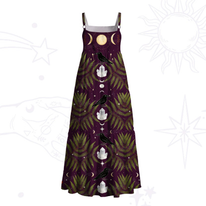 Purplehecate Lunar Raven Ritual Wide Straps Maxi Dress
