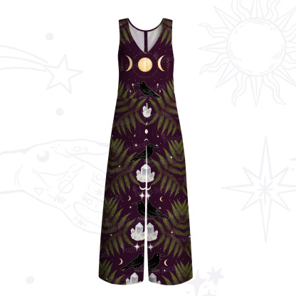 Purplehecate Lunar Raven Ritual Wings Wide Leg Jumpsuit