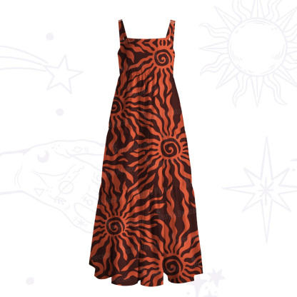 Purplehecate Solar Swirl Totem Strappy Wide Straps Maxi Dress
