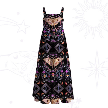 Purplehecate Mystical Moth Wide Straps Maxi Dress