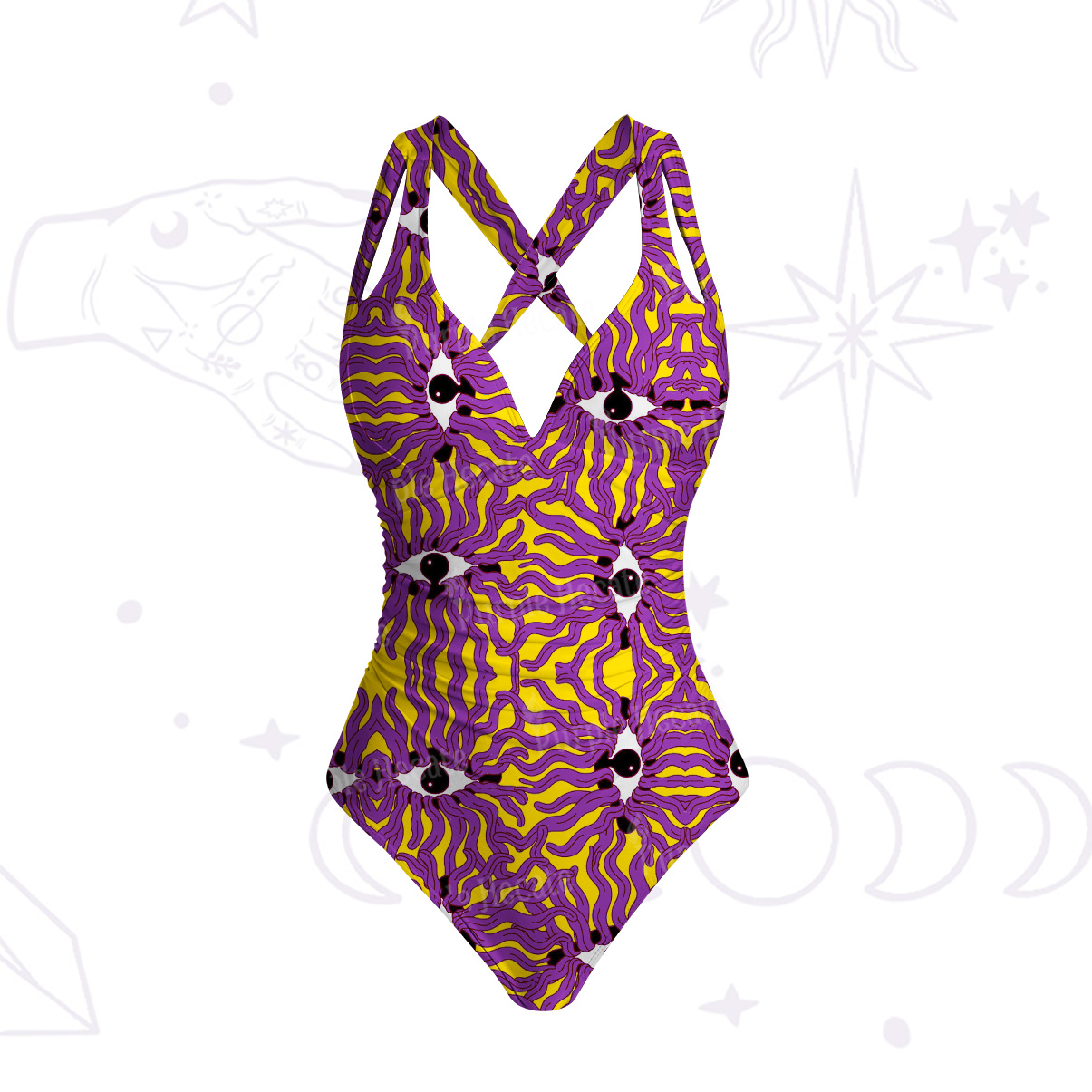 Purplehecate Psychedelic Wave Eyes One-Piece Swimsuit