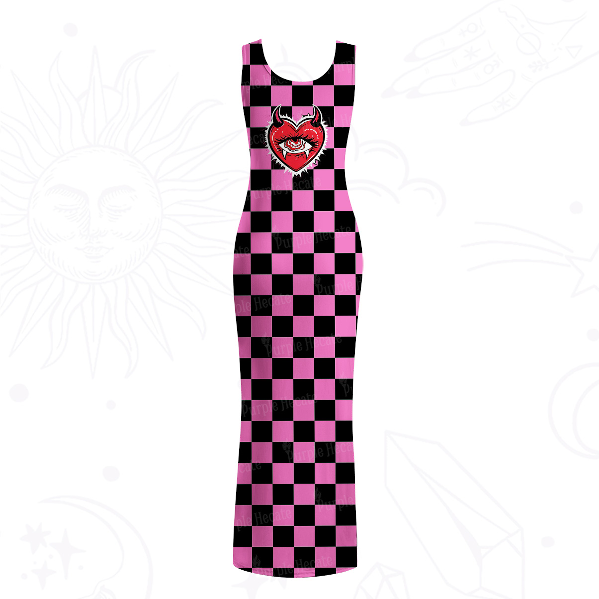 Purplehecate Heart of a Demon Mesh Maxi Tank Beach Dress