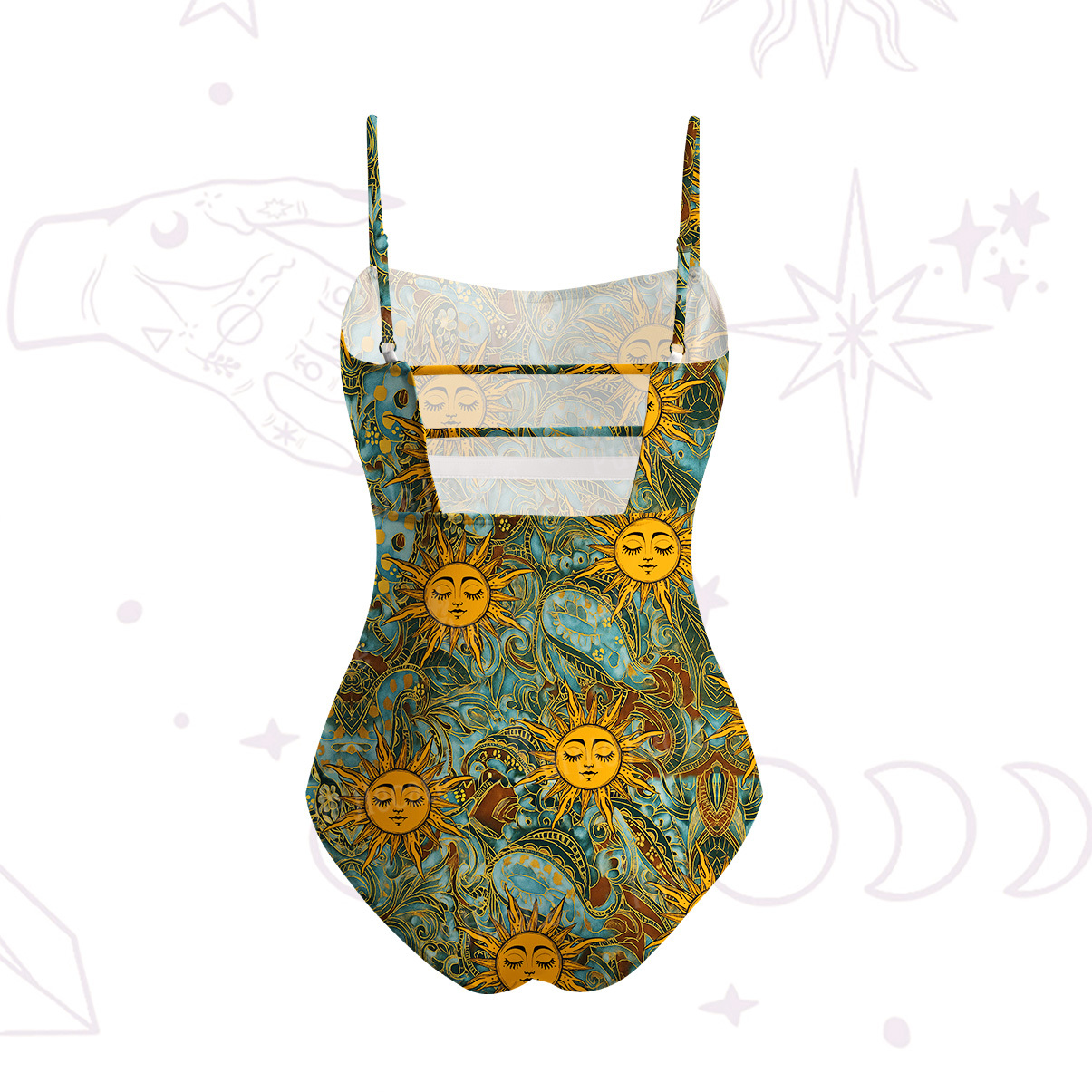 Purplehecate Golden Sun Wheel Slim-Strap Swimsuit